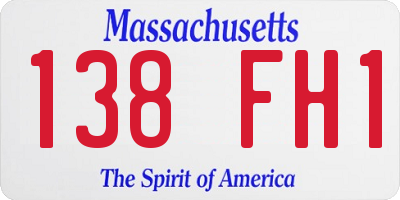 MA license plate 138FH1