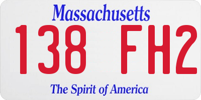 MA license plate 138FH2