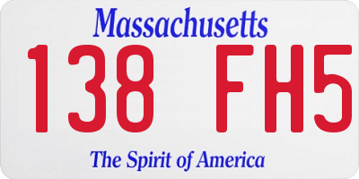 MA license plate 138FH5