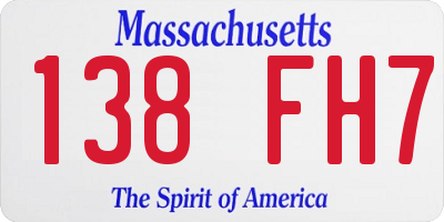 MA license plate 138FH7