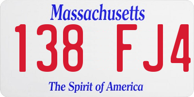 MA license plate 138FJ4