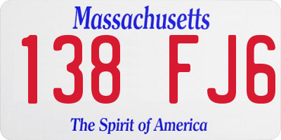 MA license plate 138FJ6