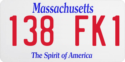 MA license plate 138FK1