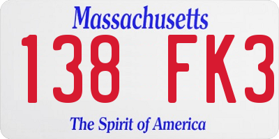 MA license plate 138FK3