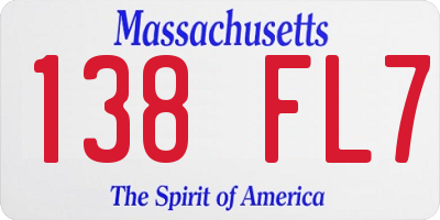 MA license plate 138FL7