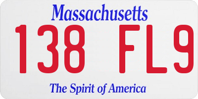 MA license plate 138FL9