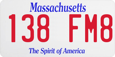 MA license plate 138FM8