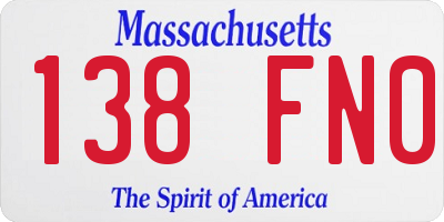 MA license plate 138FN0