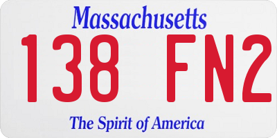 MA license plate 138FN2