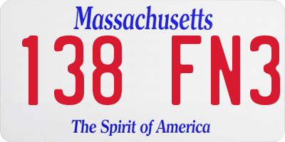 MA license plate 138FN3