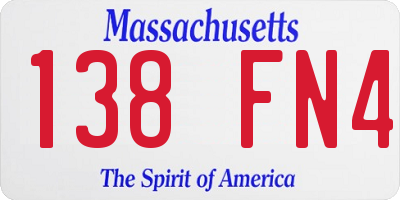 MA license plate 138FN4