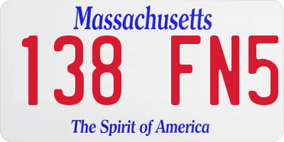 MA license plate 138FN5