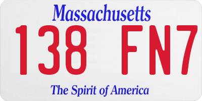 MA license plate 138FN7