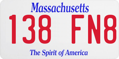 MA license plate 138FN8