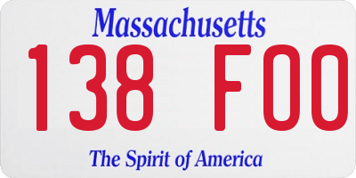 MA license plate 138FO0