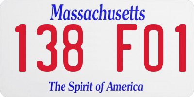MA license plate 138FO1