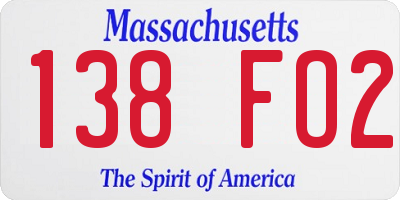 MA license plate 138FO2