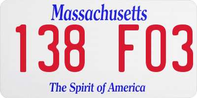 MA license plate 138FO3
