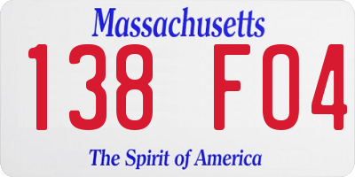 MA license plate 138FO4