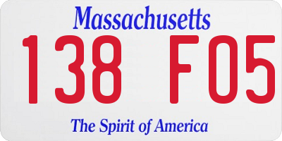 MA license plate 138FO5