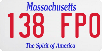 MA license plate 138FP0