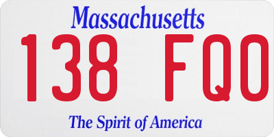 MA license plate 138FQ0