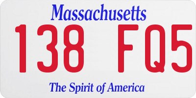 MA license plate 138FQ5
