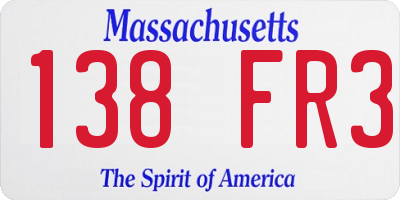 MA license plate 138FR3