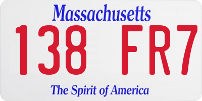 MA license plate 138FR7