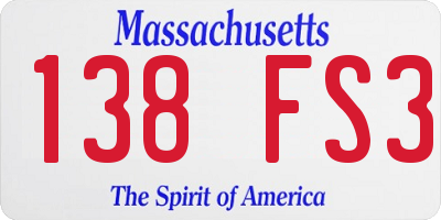 MA license plate 138FS3