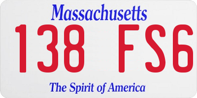 MA license plate 138FS6