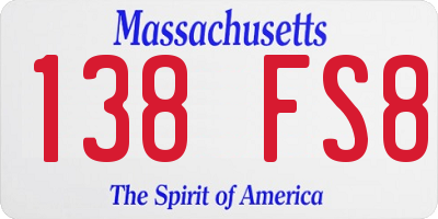 MA license plate 138FS8