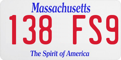 MA license plate 138FS9