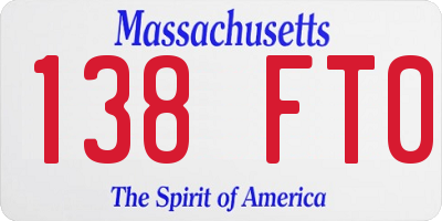 MA license plate 138FT0