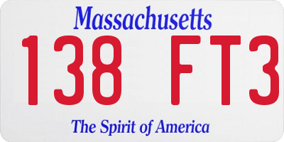 MA license plate 138FT3