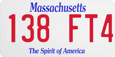 MA license plate 138FT4