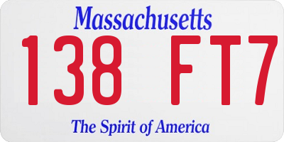 MA license plate 138FT7