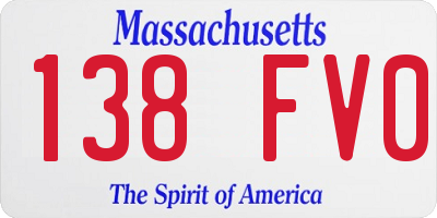 MA license plate 138FV0