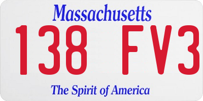 MA license plate 138FV3