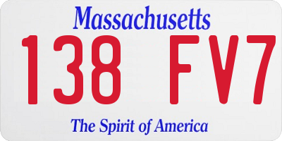 MA license plate 138FV7