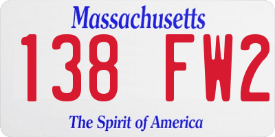 MA license plate 138FW2