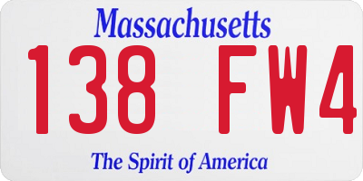 MA license plate 138FW4