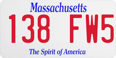 MA license plate 138FW5