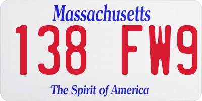 MA license plate 138FW9