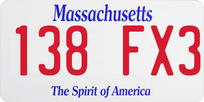 MA license plate 138FX3