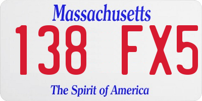MA license plate 138FX5