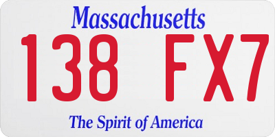 MA license plate 138FX7