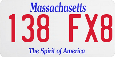 MA license plate 138FX8