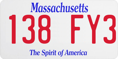 MA license plate 138FY3