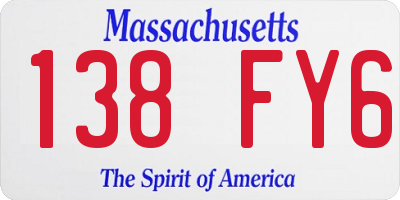 MA license plate 138FY6